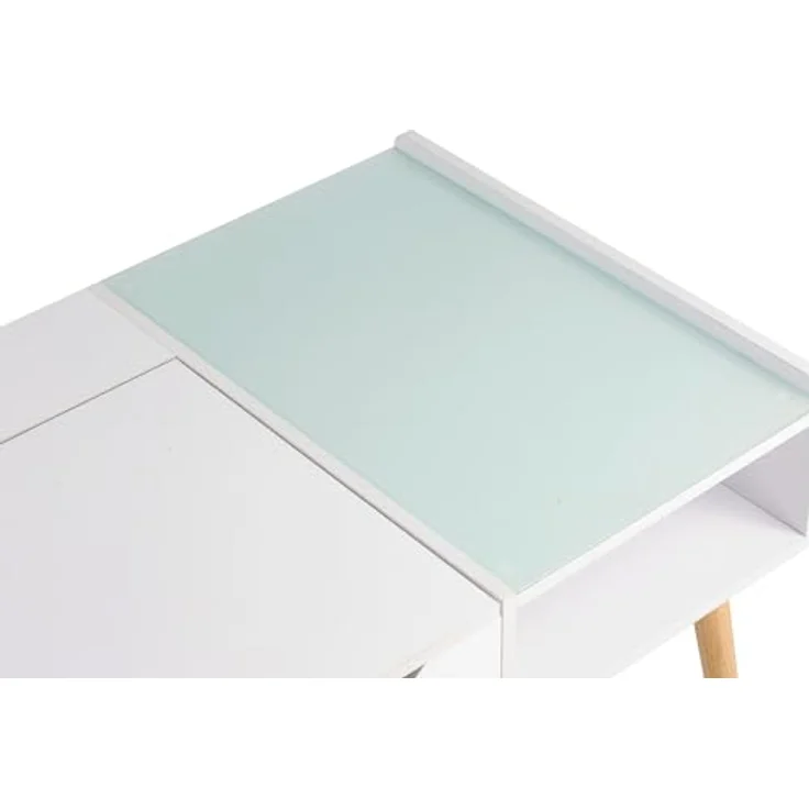 Makika Couchtisch / Wohnzimmertisch mit Glas ausziehbar mit verstecktem Fach in Weiß – Bild 10
