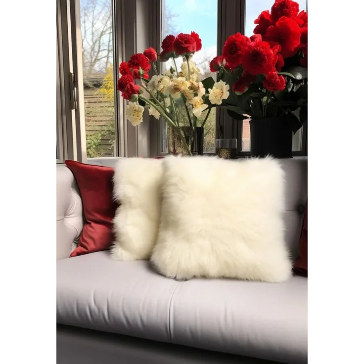 Lammfellkissen Merino Weiß mit Inlett