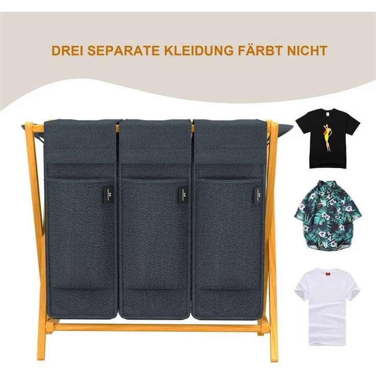 AdelDream Wäschekorb Bambus,Wäschesammler für Schmutzwäsche Wäsche Sortiersystem