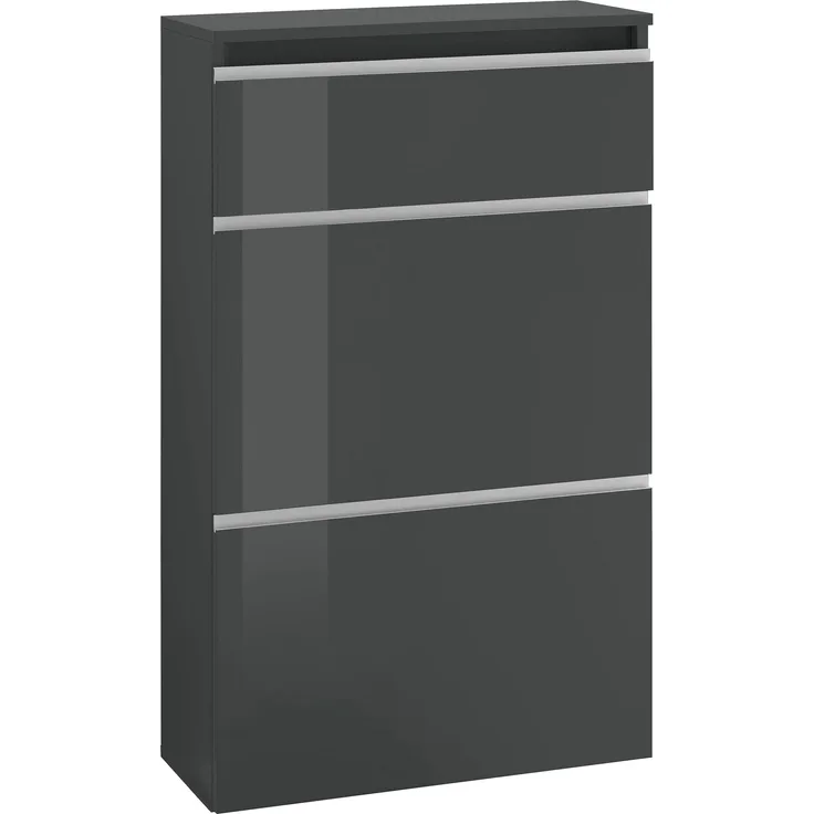 Schuhschrank >Magione< in Anthrazit Hochglanz - 60x108x26.5cm (BxHxT)