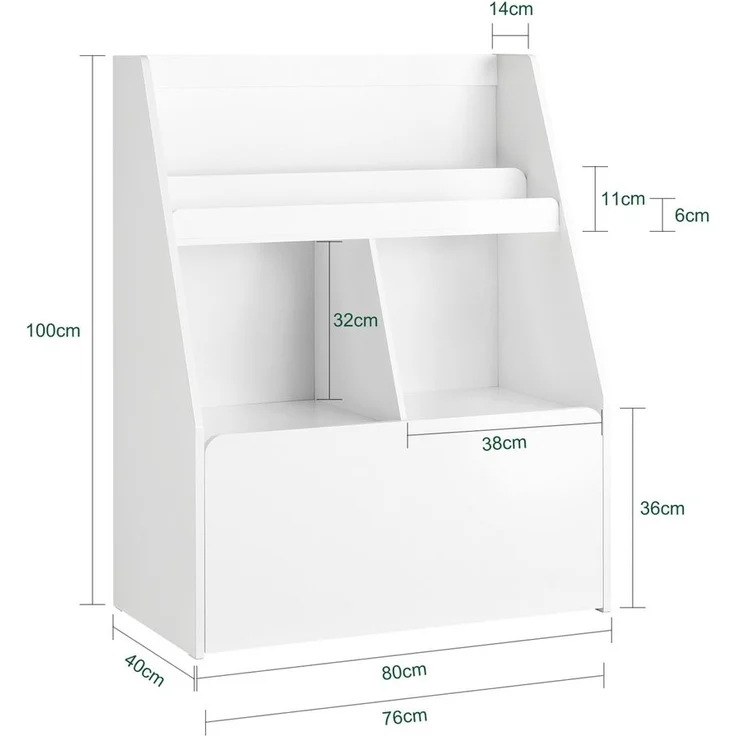 SoBuy KMB83-W Kinderregal, MDF, Lackiert, Weiß, 60 x 36 x 20 cm – Bild 3
