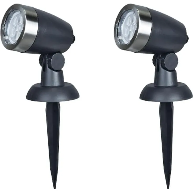 MeLiTec 2er Set LED Gartenstrahler GL11-1 Edelstahl anthrazit