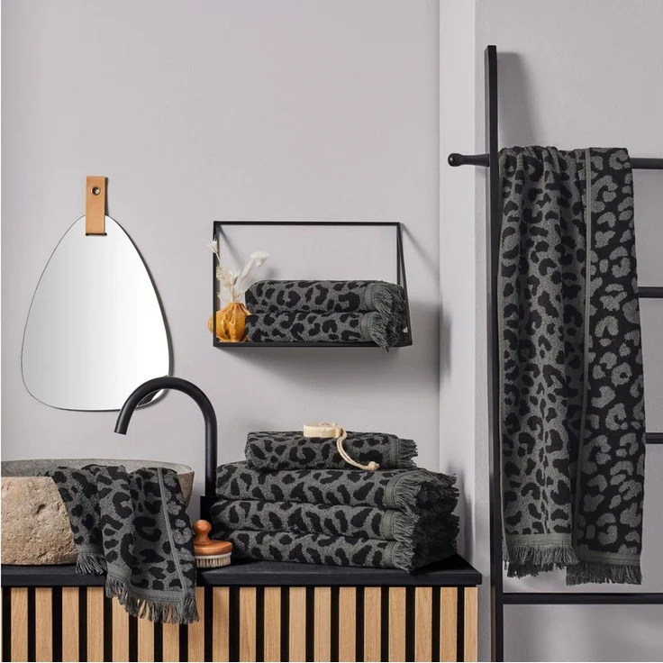 OTTO home Handtuch Set Tiffani, Leopardenmuster, Premium Handtücher 8-tlg, 500 gr/m², Frottier (Set, 8-St), 4 Duschtücher, 4 Handtücher, Animal Print, Leo, modern, mit Fransen – Bild 2