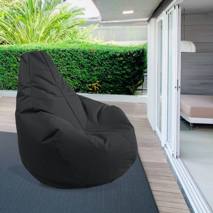 AD. CON Outdoor Gamer Sitzsack mit Füllung Puff Relax-Sessel Sitzkissen Bodenkissen Bean Bag 100x90x95cm 225L Schwarz – Bild 8