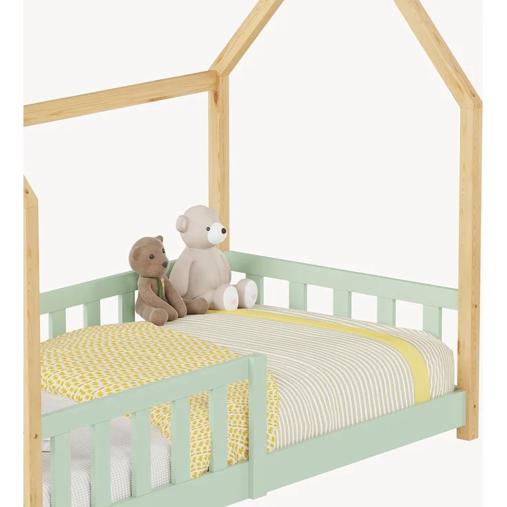 Hausbett Hesel mit Rausfallschutz 80x160 cm Mintgrün/Natur [en. casa] – Bild 8