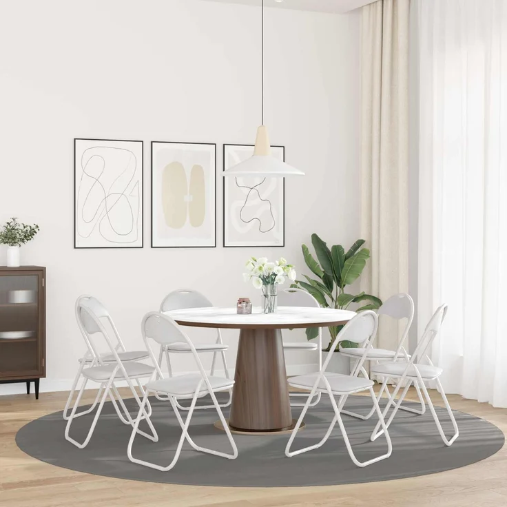 vidaXL Klappstuhl 8 pcs Weiß 48 x 43,5 x 81 cm Kunstleder 42029051 – Bild 4