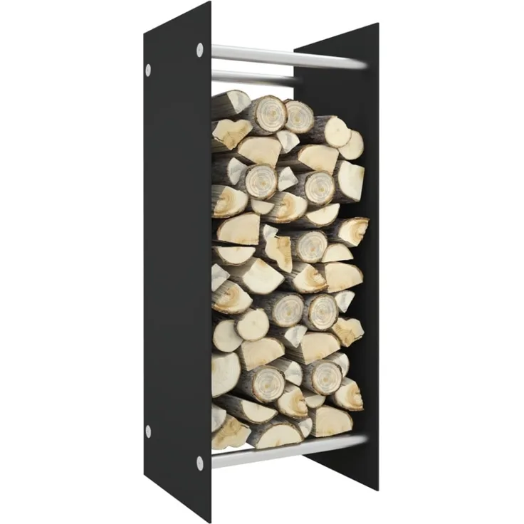 vidaXL Brennholzregal Schwarz 40x35x100 cm Hartglas 327467