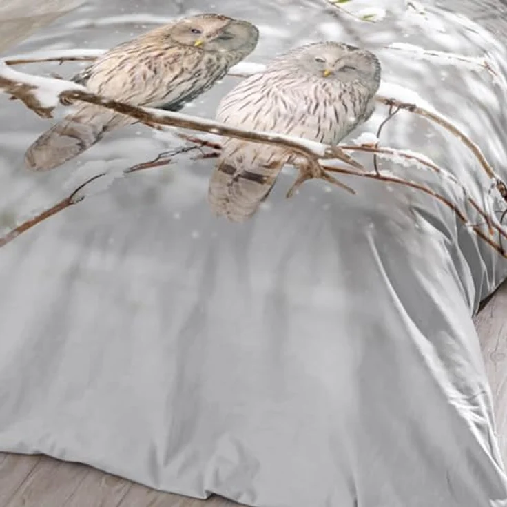 ESPiCO Bettwäsche Trendy Bedding Schneeeulen Grau Flanell 135 x 200 + 80 x 80 cm – Bild 8