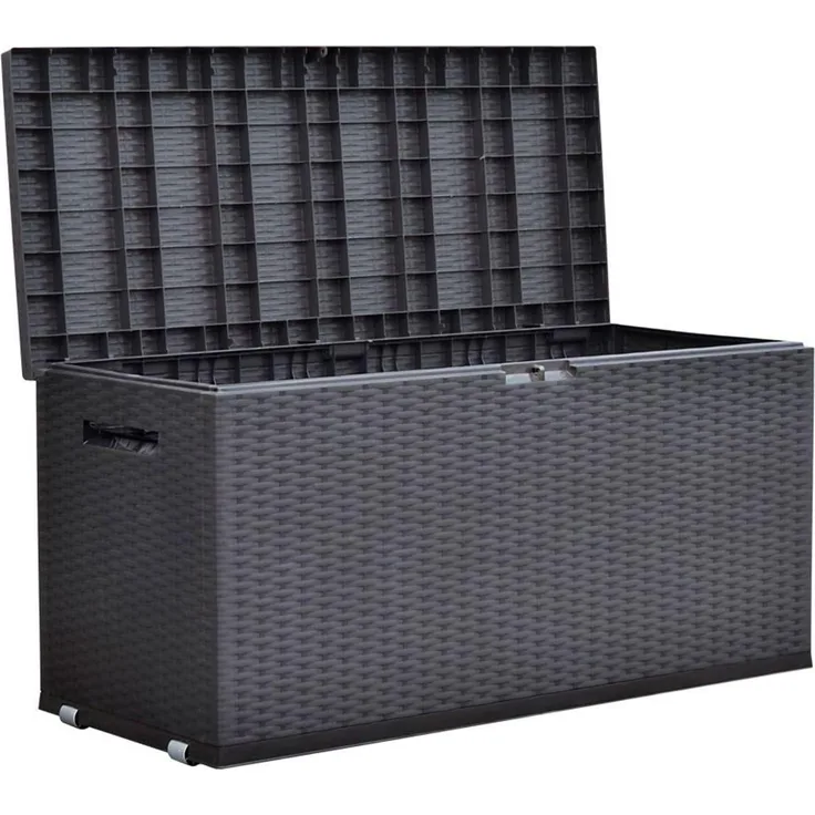 Gartentruhe Rattan-Design Rollbox Auflagenbox Kissen Aufbewahrung Truhe