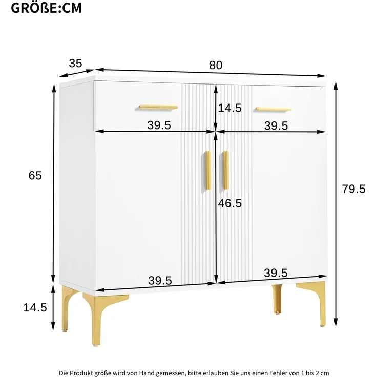 Moderner Schuhschrank mit Schubladen Landhausstil Weiß 80cm Breite Stauraum für Flur und Diele Garderobe Schuhkommode Schuhregal mit Türen und Schubladen für bis zu 20 Paar Schuhe mit Kippsicherung, 79.5cmx35cmx80cm, Weiß – Bild 4