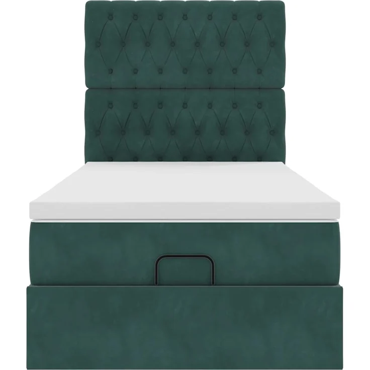 vidaXL Ottoman-Bett mit Matratzen Dunkelgrün 90x200 cm Samt 3313520 – Bild 5