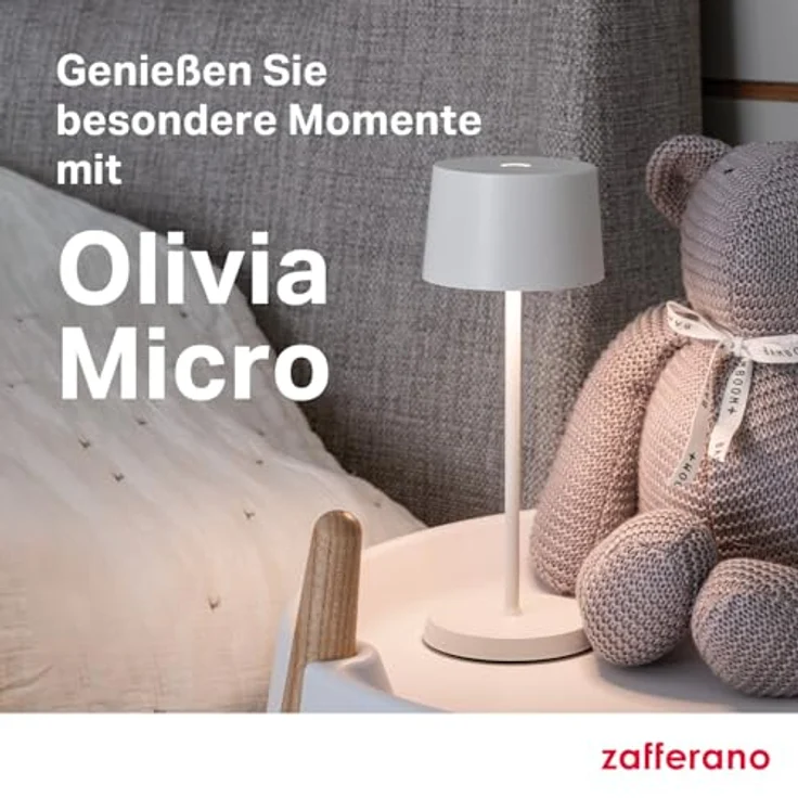 Zafferano, Olivia Micro Lampe, Kabellose, Wiederaufladbare Tischlampe mit Touch Control, Auch für den Außenbereich Geeignet, Dimmer, 2200-3000 K, Höhe 20 cm, Farbe Dunkelgrau – Bild 8