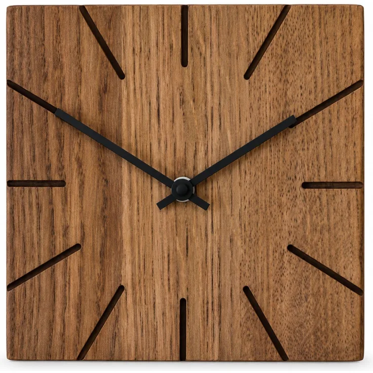 Natuhr Wanduhr F4003D Beam Wand- und Tischuhr aus dunkler Eiche – Massivholz Eiche – Eiche dunkel – 17 × 17 × 4 cm