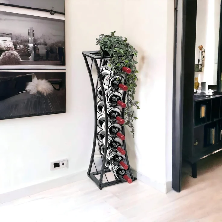 DanDiBo Weinregal Metall Schwarz Stehend Mika 80 cm 96536 Flaschenregal Flaschenständer Flaschenhalter Schmal Modern – Bild 4
