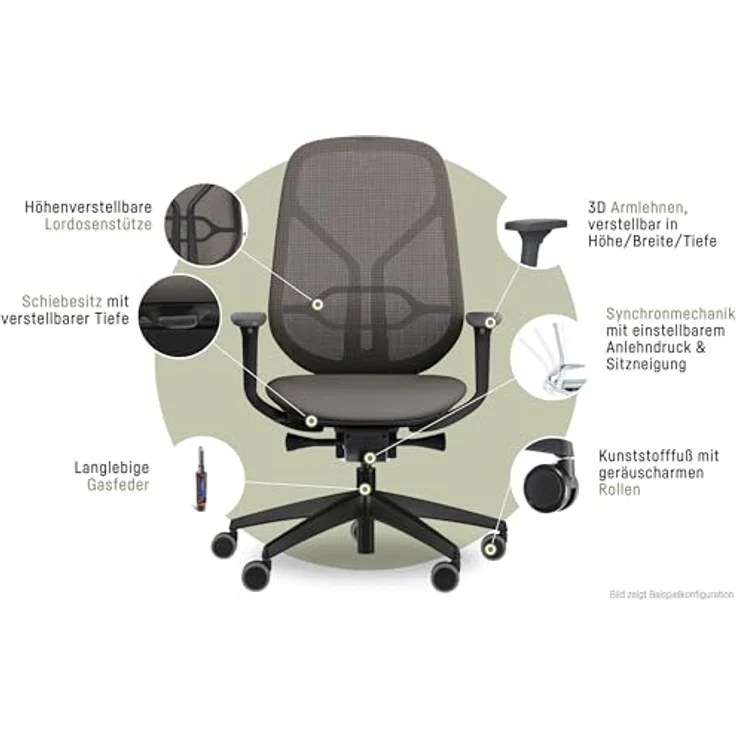 Sedus se:kit pro ergonomischer Bürostuhl mit Membranbespannung, Lordose, 3D Armlehnen, Sitz mit Tiefenverstellung, Höhenverstellbar 40-53cm, bis 150kg belastbar, Made in Germany – Bild 4
