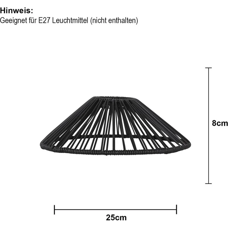 Outdoor Lampenschirm ,Vide' in Rattan-Optik, schwarz, klein – Bild 4