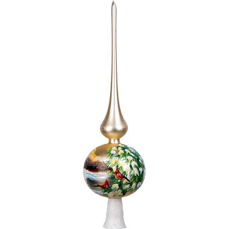 IMPULS Christbaumspitze, Christbaumspitze Glas mit Winterlandschaft Motiv 35cm champagner