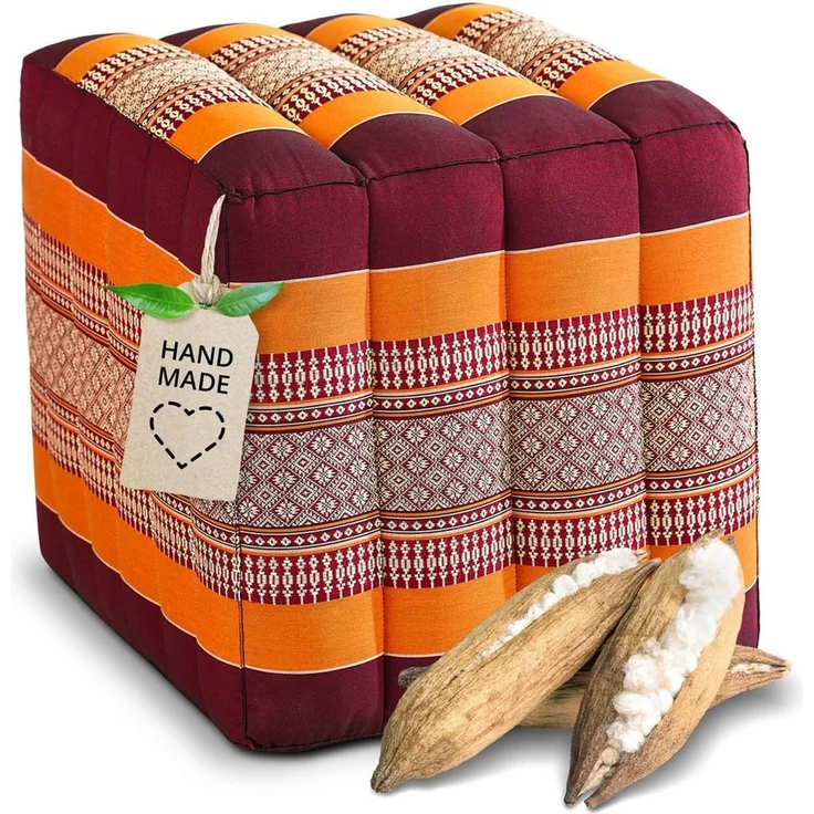 livasia Polsterhocker Würfelkissen - 40x40x40cm - Sitzwürfel, Kapok, vegan, handgefertigt – Bild 1