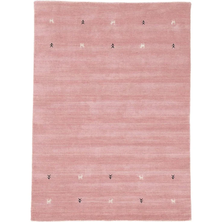 carpetfine 'Gabbeh Uni' Wollteppich, reine Wolle, Rosa, 120x170 cm – Bild 1