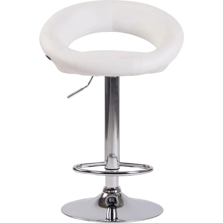 2er Set Barhocker MEKIM - Kunstleder Weiß 53x47x80 cm Silber | Barstuhl Höhenverstellbar Mit Lehne Drehbar Tresenhocker Tresenstuhl Kneipenhocker – Bild 3