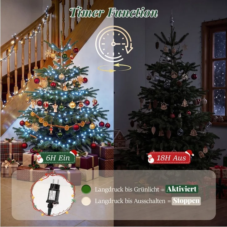 Salcar LED-Lichterkette 2m-100m LED Lichterkette Weihnachtsbaum 20-1660er LED Weihnachtsdeko – Bild 4