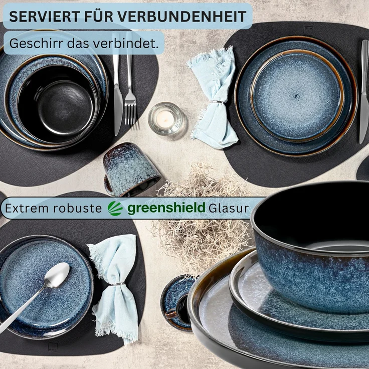 SÄNGER Steingut Geschirrset Osaka, Tafelservice 24 teilig für 6 Personen – Bild 3