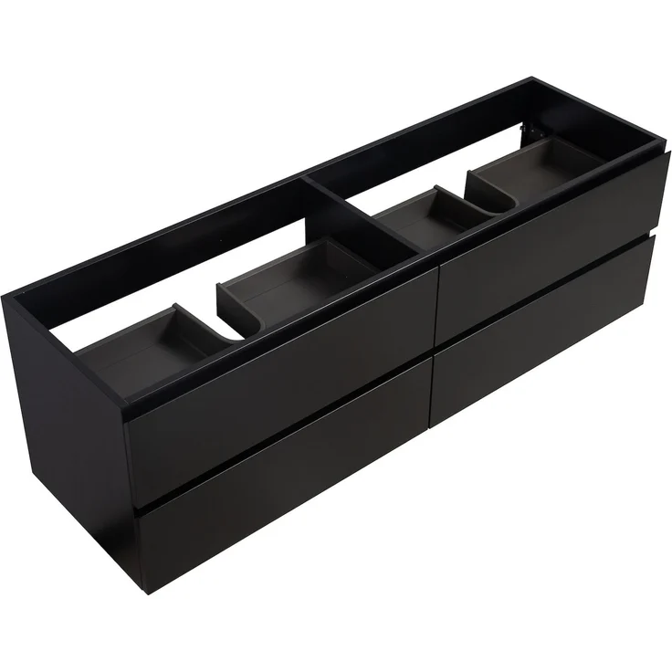 Waschbeckenunterschrank Angela 160cm - Mat Schwarz - Unterschrank Badmöbelset – Bild 4