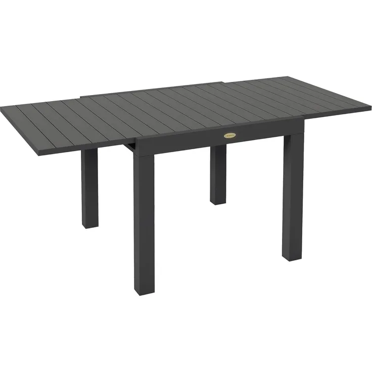 Outsunny Gartentisch Erweiterbarer Esstisch für 6 Personen (Terrassentisch, 1-St, Balkontisch), bis 70 kg belastbar Aluminium Grau 81,162 x 80 x 75 cm