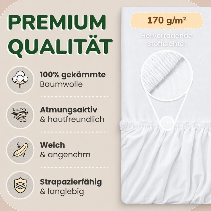 leevitex® Spannbettlaken in verschiedenen Größen und Farben, Jersey aus 100% Baumwolle, Jersey, Gummizug: rundum, (1 Stück), für Kinder- & Standardmatratzen, OEKO-TEX® STANDARD 100 zertifiziert – Bild 3