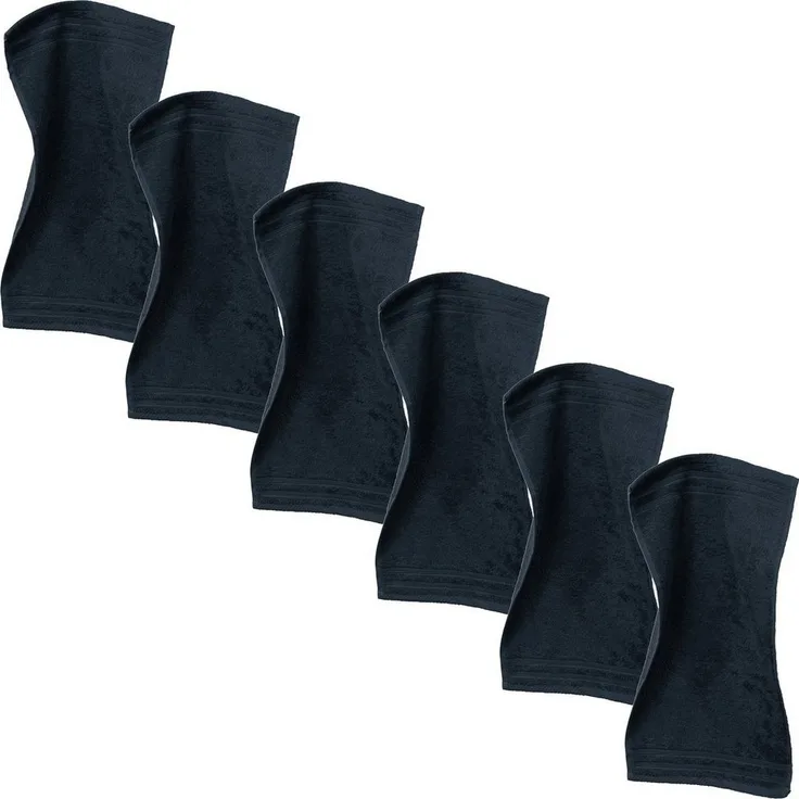 Erwin Müller Gästehandtuch "Heidelberg" 6er-Pack, Frottier (6-St), Walk-Frottier Uni, Schwarz, 30x50 cm