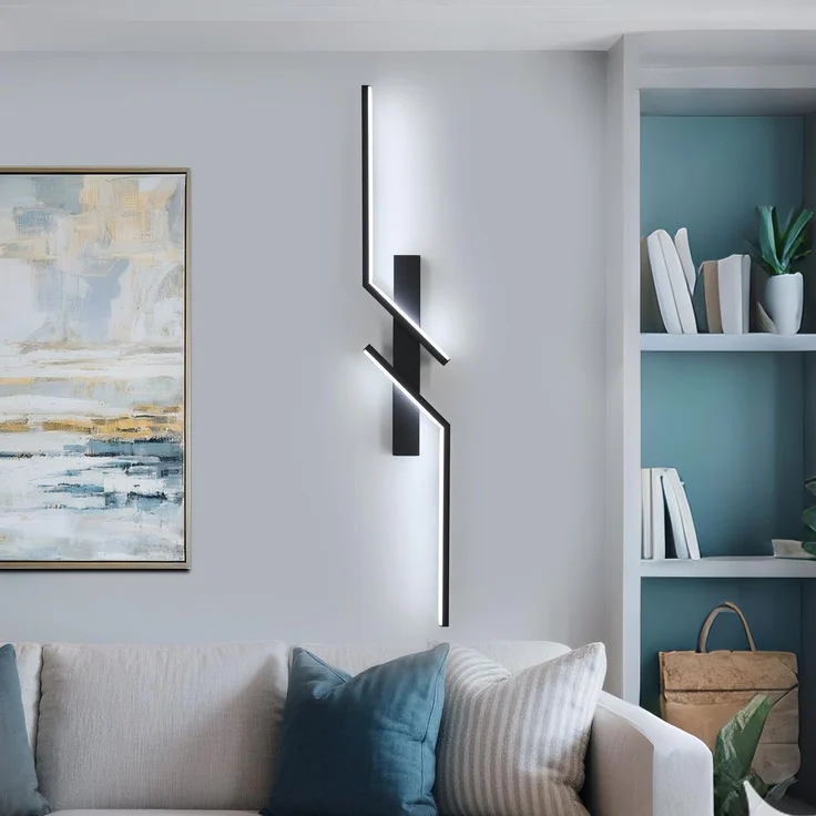 Goeco LED Wandleuchte Innen, 81 CM 24W LED Wandlampe Lang 2 Fimmige 6500K Kaltweißes Licht, Modern Led Wandlampe Schwarz für Flur Treppenhaus Wohnzimmer Schlafzimmer – Bild 1