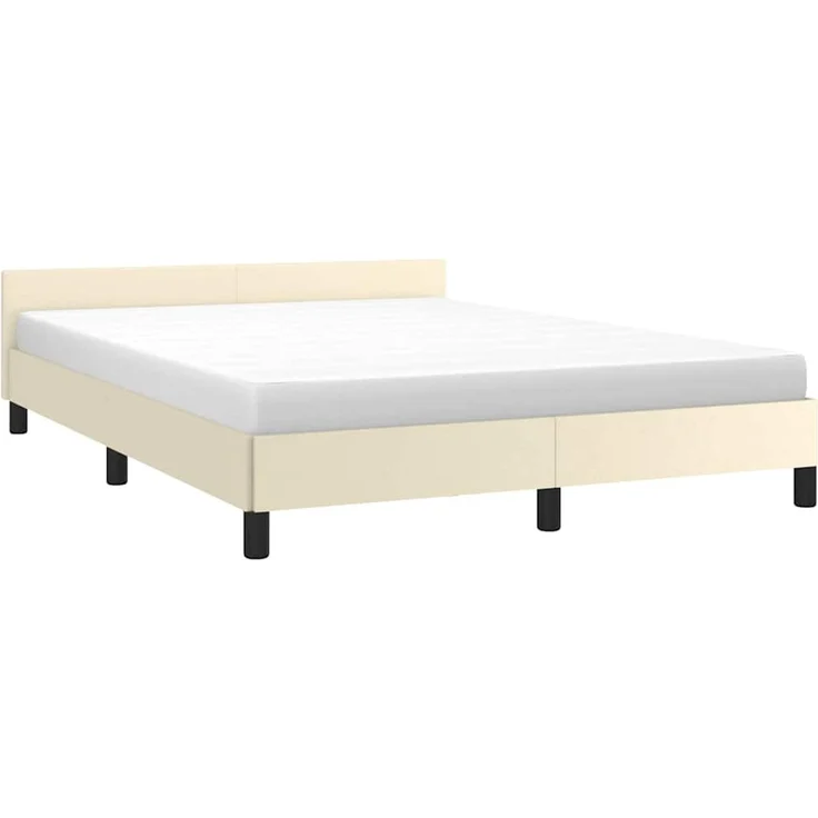 Doppelbett, Bettgestell Modernen mit Kopfteil ohne Matratze Creme 140x190 cm d940e – Bild 3