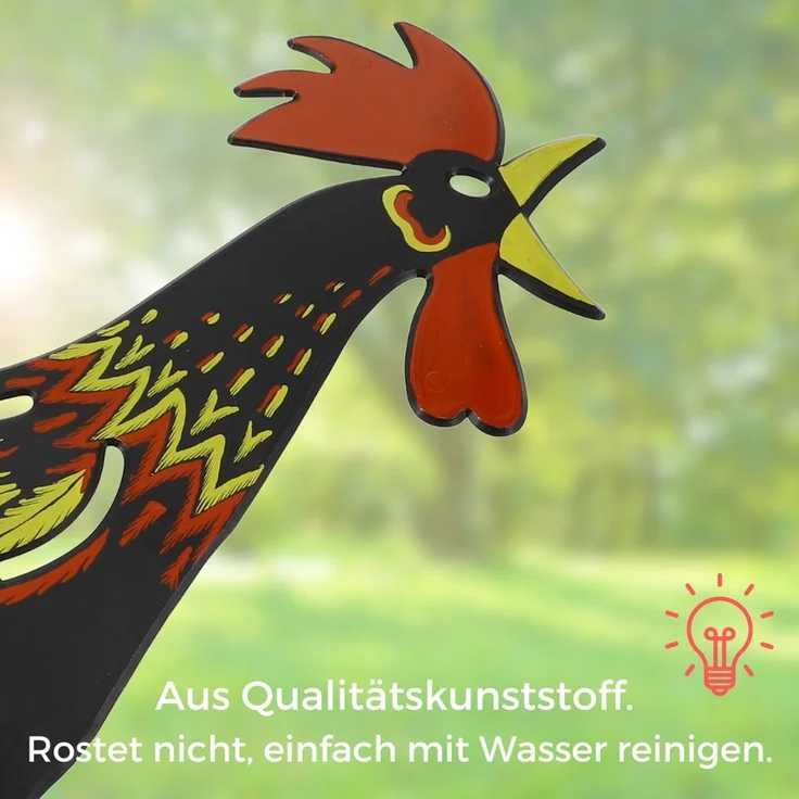 Wetterhahn für Garten Wetterfahne aus Kunststoff Bunt Windrichtungsanzeiger Wetterhahn für Gartenhaus Gartendeko Hahn Windspiel Hahn Windanzeiger Windfahne – Bild 6