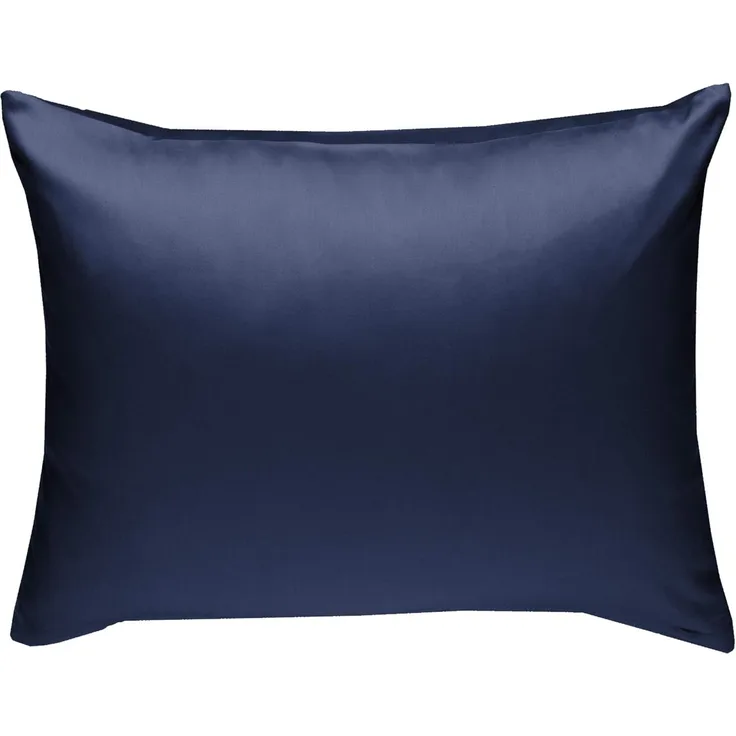 Bettwaesche-mit-Stil Mako-Satin / Baumwollsatin Bettwäsche uni / einfarbig dunkelblau Kissenbezug 70x90 cm