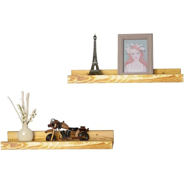 Coradoma Deko-Wandregal Wandregal 2er Set aus Holz für Bilder, Fotorahmen, Bücher 43x10 cm, 2-tlg. – Bild 2