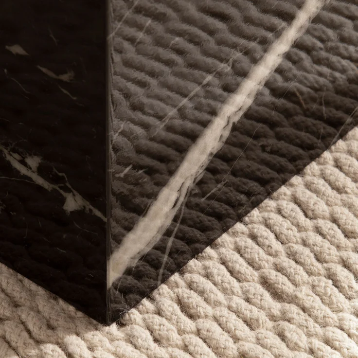 Couchtisch MONOBLOC 40x40x45 cm Schwarz Hochglanz Marmor Optik Quadratisch – Bild 5