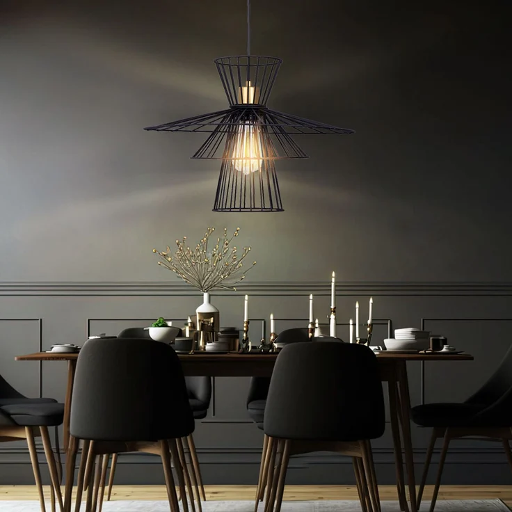RGB LED Hängeleuchte, Metalldraht, schwarz, D 45 cm – Bild 5