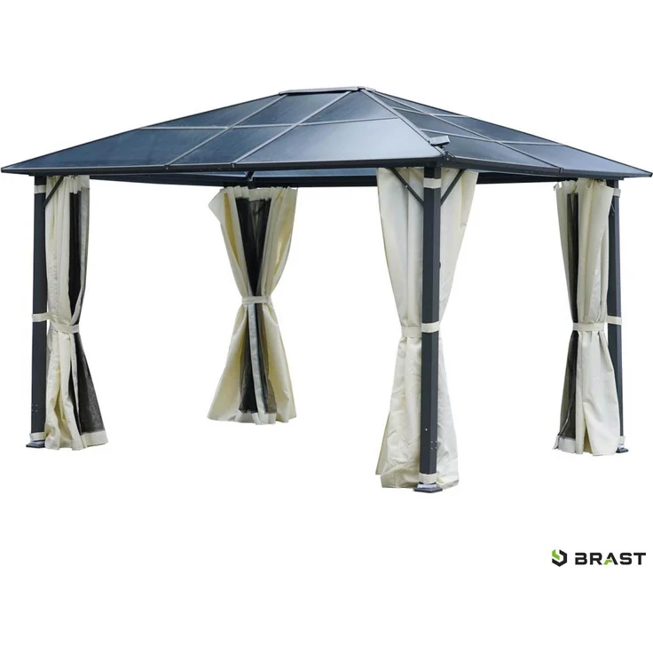 BRAST Alu Pavillon Summerdream 3x4m beige festes Dach wasserdicht + Moskitonetz – Bild 7