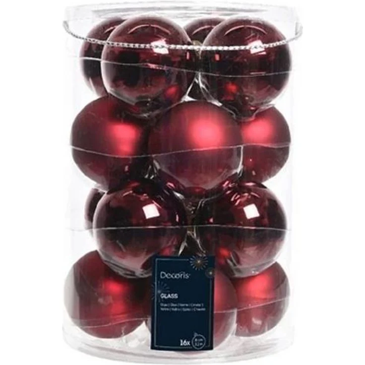 Kaemingk Weihnachtsbaumkugel Weihnachtsbaumkugeln Glas Ø 8 cm 16 Stück ochsenblut emaille/matt mix – Bild 2