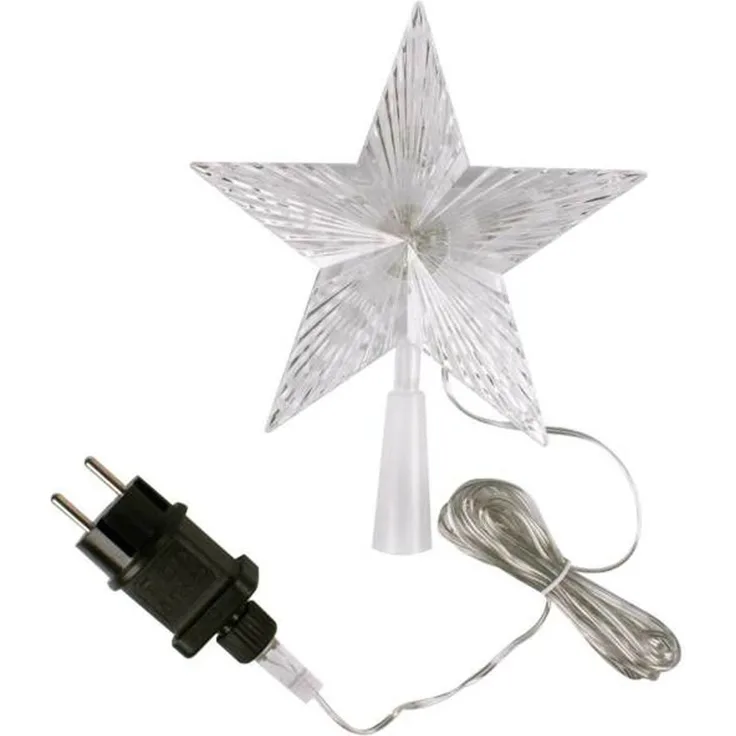 LED Baumspitze Stern Weihnachtsbaumspitze 10 LEDs Kabel transparent