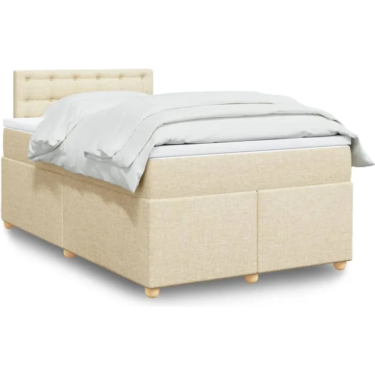 vidaXL Boxspringbett mit Matratze Creme 120x200 cm Stoff 3288966