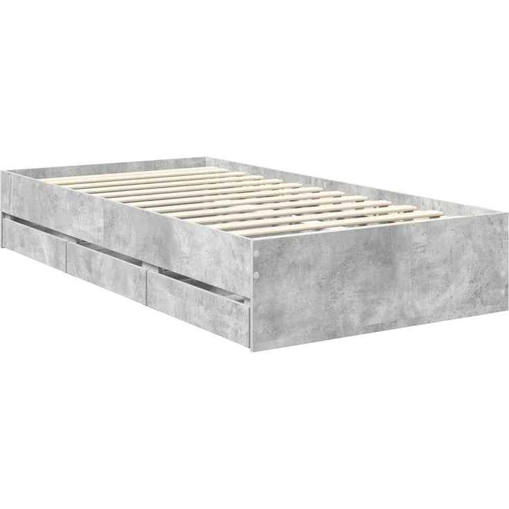 vidaXL Bettrahmen mit Schubladen Betongrau 90 x 190 cm Ingenieurs Holz 3411865 – Bild 6