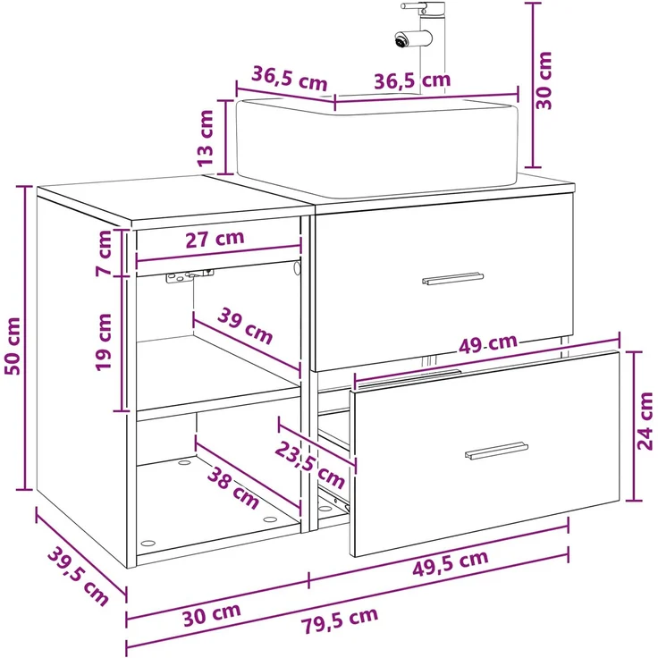 vidaXL Badezimmerschrank-Set 2 stk. Geräucherte Eiche 3403884 – Bild 11