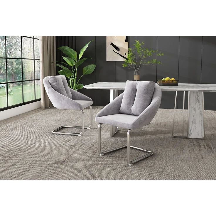 Esszimmerstuhl 4er-Set, Samtbezug, ergonomisch, Grau,82*59*65 cm – Bild 9