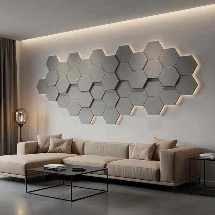 HOME DELUXE Akustikplatten Hexagon selbstklebend SILENT - 5er Set Hellgrau