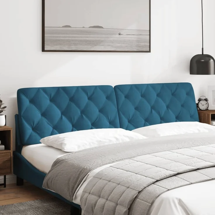 vidaXL Kopfteil-Kissen Blau 200 cm Samt 374751 – Bild 3