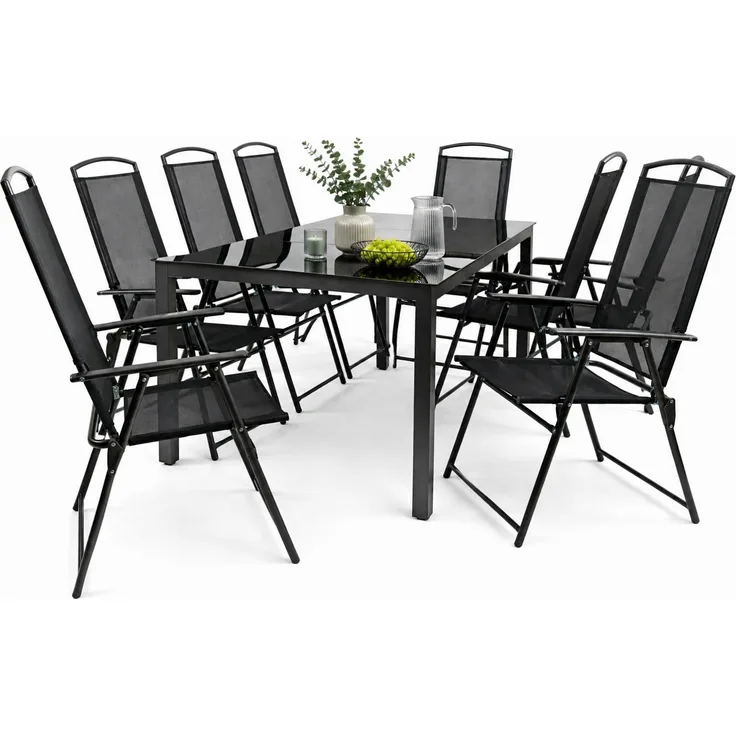 VCM Gartenmöbel-Set Garlos 918162 Schwarz H. 105 x B. 189 x T. 90 cm