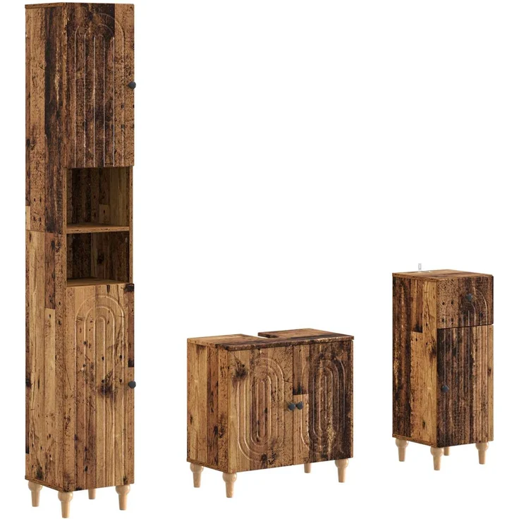 vidaXL 3-teiliges Badezimmer-Schranksystem ALKMAAR Holzwerkstoff 3417835 – Bild 1
