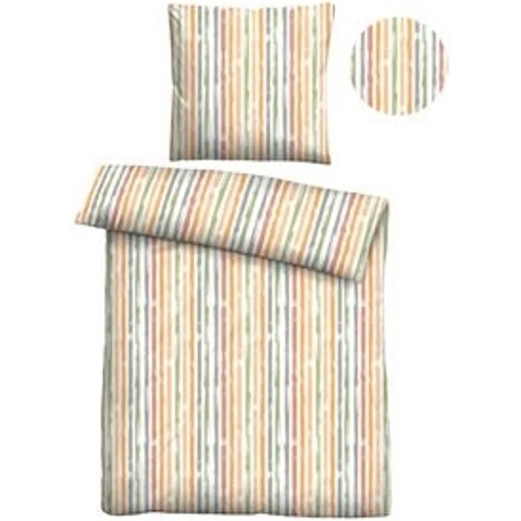 Traumhaft schlafen - Castell - Markenbettwäsche Baumwoll Seersucker Bettwäsche 0020372 LÄNGSSTREIFEN, honig, 1x 155x220 cm + 1x 80x80 cm – Bild 6