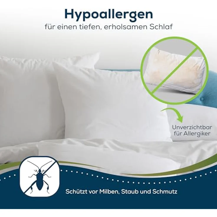 Sensalou Microfaserkissen Kopfkissenbezug mit Reißverschluss wasserdicht weiß - 2 Stück, Set, 2er Set – Bild 4